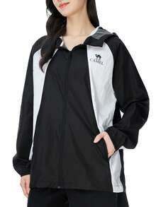 CAMEL CROWN Abbigliamento da donna per protezione solare, abbigliamento esterno per la protezione solare primaverile ed estiva, giacca da uomo e donna fresca, protettiva dai raggi solari e impermeabile - Nero fantasma/Bianco giada - Visualizzare 1