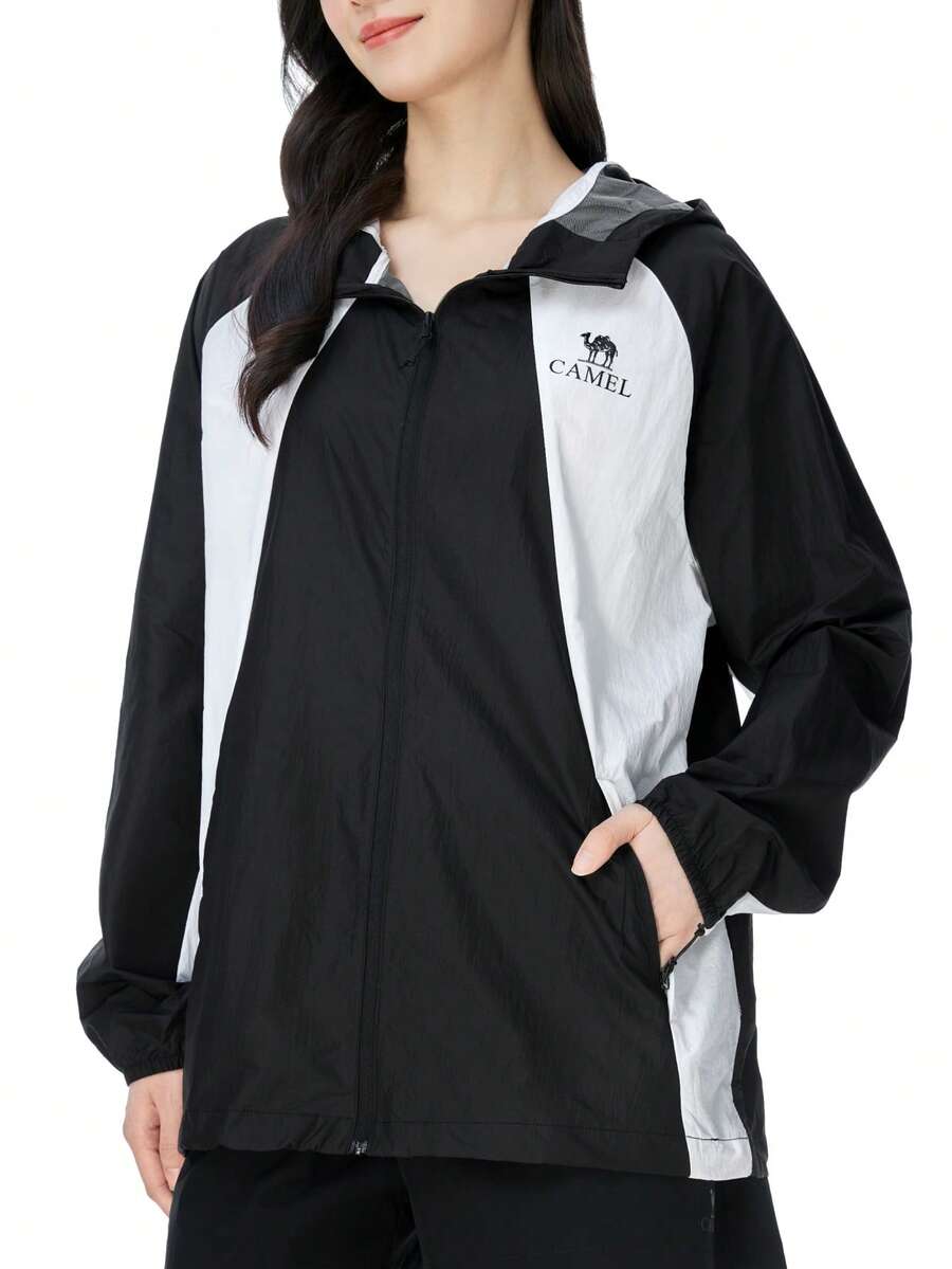 CAMEL CROWN Abbigliamento da donna per protezione solare, abbigliamento esterno per la protezione solare primaverile ed estiva, giacca da uomo e donna fresca, protettiva dai raggi solari e impermeabile - Nero fantasma/Bianco giada - Visualizzare 1