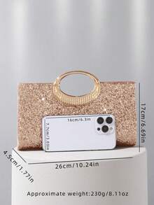 2PCS Elegant Evening Clutch With Anti-Scratch Glitter Finish And Smooth Metal Ring Handle Chic Glitter Handbag For Sophisticated Women And Brides Eye-Catching Sparkly Purse Perfect For Formal Cocktail Parties Prom And Luxury Weddings Designer Envelope Bag Rhinestone Women Evening Bags Purses - 彩色 - 查看 6