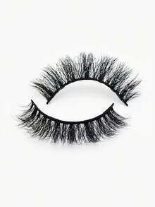1 Pair Mkhlina Natural Soft Lengthy Striped Criss-Cross False Eyelashes, Daily Wear Faux Mink Lashes - Black - View 6