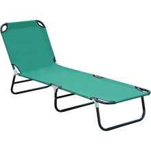 Outsunny Folding Chaise Lounge Pool Chairs, Outdoor Sun Tanning Chairs With 5-Level Reclining Back, Steel Frame For Beach, Yard, Patio, Green - 藍白色 - 查看 11