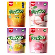 AMOS Peelerz Gummy Sweets 3oz Real Fruit Juice Individual Packs 4 Flavors (Mango, Lychee, Passion Fruit, Peach) Peelable Fruit Gummy Candy - 4 PCS(Mango+Lychee+Passion Fruit+Peach) - 查看 1