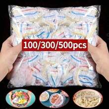 50/100/200/300/500pcs Reusable Elastic Food Storage Covers - Transparent Stretchable Plastic Food Wrap, Suitable For Leftovers, Fruits And Vegetables - Suitable For Kitchen, Refrigerator And Countertop Storage, Also Suitable For Wedding Decor, Christmas Decor, Birthday Decor - Multicolor - View 4