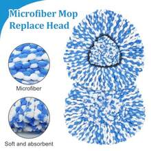 Spin Mop Handle Mop Heads Replacements Scrubber Brush And Mop Base Compatible With Ocedar RinseClean 2-Tank System Mop Handle And Head Replacement Combo Set For Wet Dry Use Floor Cleaning - BlueWhite - 查看 6