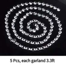 16.5ft Transparent 14mm Diamond Acrylic Crystal Hanging Chain, Suitable For Manzanita Tree Centerpiece, Pendant Light Chain, Christmas/Wedding Party Decor And DIY Craft Decoration - Clear - View 6