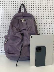 1 chiếc balo nylon màu đen in hình ngôi sao, dung tích lớn, nhiều ngăn, khóa kéo, kiểu dáng thường ngày dành cho nữ và đi làm. - Nhiều màu - Xem 3