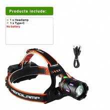 990,000 Lumens Super Bright Outdoor Headlamp, 30W LED Headlight, 18650 Battery, 3000m Long Range, USB Rechargeable Camping Headlamp - 黑色 - 查看 13
