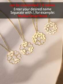个性化女士精致多名字花瓣心形定制项链，可定制1-6个名字，独特的母亲节礼物，家庭象征，送给家人的礼物，可定制多个心形名字的家庭项链，圣诞节礼物，感恩节礼物，适合日常佩戴和送礼。 - 彩色 - 查看 5