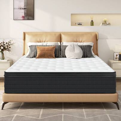 DlandHome Hybrid Mattress 10"/12" Thickness Mattress With Gel Memory Foam, Individual Pocket Spring Medium Firm Mattress, Twin, Full, Queen, King Bed Mattress In A Box