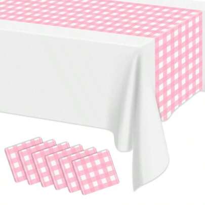6 Pack Pink Gingham Table Runner Pink And White Checkered Tablecloths 14 X 108 Inches Rectangular Waterproof Picnic Table Runner For Birthday Party Holiday Outdoor Supplies With Durable Water-Resistant Fabric And Easy-To-Clean Surface Ideal For Indoor And Outdoor Events Including Garden Parties BBQs And Family Gatherings