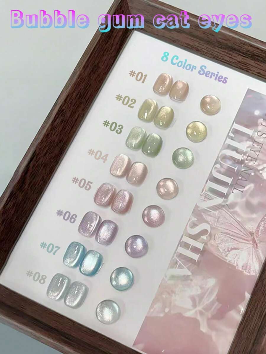 10毫升 Gentle Magic 泡泡糖猫眼凝胶指甲油，2026春夏新品热销推荐，闪亮超亮小灯泡水晶猫眼美甲用品，粉色美甲，蓝色美甲