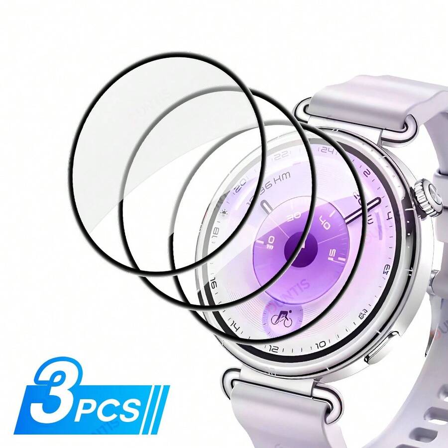 Shockproof Watch Screen Protector 3pcs Screen Protector Set Compatible With Huawei Watch GT 6 Pro 46mm/41mm 3D Curved Design Ultra-Clear Full Coverage (Non-Glass Material) Mother's Day Gift - For GT6 41mm - View 1