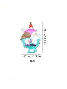 2/4 Stück riesige Eiscreme Ballons, Polyesterfilm Ballons für Eiscreme Party Dekoration | Glückwünsche zum Geburtstag Dekoration | Ballons für Geburtstags Party Dekoration - Verschiedenfarbig - Übersicht 7