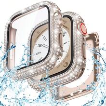 40mm Waterproof Bling Case With Screen Protector For Apple Watch SE/Series 4-6, Sparkling PC Front Bumper & Hollow Back Cover, Splash-Resistant Easy Install - Vàng hồng nguyên bản - Xem 1