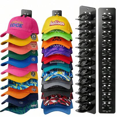 2Packs Baseball Cap Organizer,Hat Rack Organizer,2 Two Suspension Methods,2 Installation Methods,Space-Saving,Suitable For Home And Wardrobe Organziers Storage,Closet Orginizer,Home Decor,Baseball Stuff, Multifunctional Accessory Organizer(Black)
