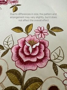 1pc Handmade Floral Embroidered Hollow-Out Tablecloth, American Style Polyester Square Embroidered Handmade Hollow-Out Dust-Proof Tablecloth, Suitable For Dining Table, Coffee Table, Tea Table For Daily And Holiday Party Decoration - Hot Pink - View 4