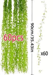 40/60 根超长豪华柳条藤蔓，35.4 英寸人造常绿常春藤，浓密纹理绿叶，仿真藤蔓，适用于新年、复活节、圣帕特里克节、开斋节、春季家居、户外、婚礼拱门装饰 - 綠色 - 查看 8