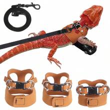 3 Pack Bearded Harness And Leash Set, Adjustable Nylon Bearded Accessories With 3 Sizes Vests, 6.56ft Lead Reptile Training & Walking Accessories(Black) - Brown - View 9