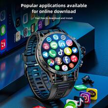 LOKMAT APPLLP 4 智能手表,1.508 英寸 AMOLED 屏幕,支持 4G/5G 电话卡,兼容安卓和 设备,180° 可伸缩旋钮高清摄像头,支持蜂窝数据网络和 Wi-Fi 网络连接,APP 信息推送,心率和血氧健康检测,可下载第三方应用,运行安卓 8.1 系统。 - 查看 11