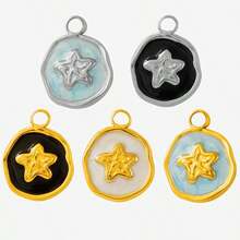 1pc/5pcs Cute & Fashionable Minimalist 304 Stainless Steel Vacuum Electroplated Drip Oil Ocean Series Jewelry Pendant Charm, Suitable For Bag Decoration, Handmade DIY Jewelry Making Necklace Bracelet Earring Accessories - S2086 - View 15