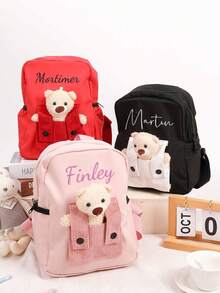 Teddy Bear Backpack Kid Backpack, Custom Name Backpack,Embroidered Name School Bag For Girl Boy,Children Backpack,Gift Birthday Child - Teddy Bear Backpack - View 4