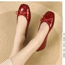 2025 Latest Women Flat Round Toe Bow Tie Shoes, Fashion & Comfortable, Easy To Wear. Suitable For University, School, Casual, Party And Dance Occasions. This Shoe Features Multi-Color Design With Flat Sole.,Ballet Flats - 紅色 - 查看 2
