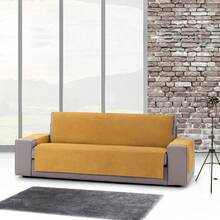 Kiva Housse pour canapé 2 places, facile à installer grâce à ses élastiques pour un maintien optimal, disponible en plusieurs coloris - Housse idéale pour protéger et redonner vie au dossier, à l'assise et aux accoudoirs de votre canapé. - Moutarde mi-saison - Voir 5