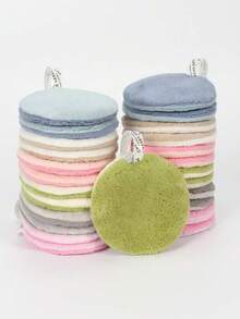 80片可重复使用的卸妆棉，6个圆形洁面海绵，双面可水洗卸妆巾，柔软蓬松的圆形设计，适用于面部和皮肤护理，易于清洁浓妆和面部清洁巾 - 彩色 - 查看 4