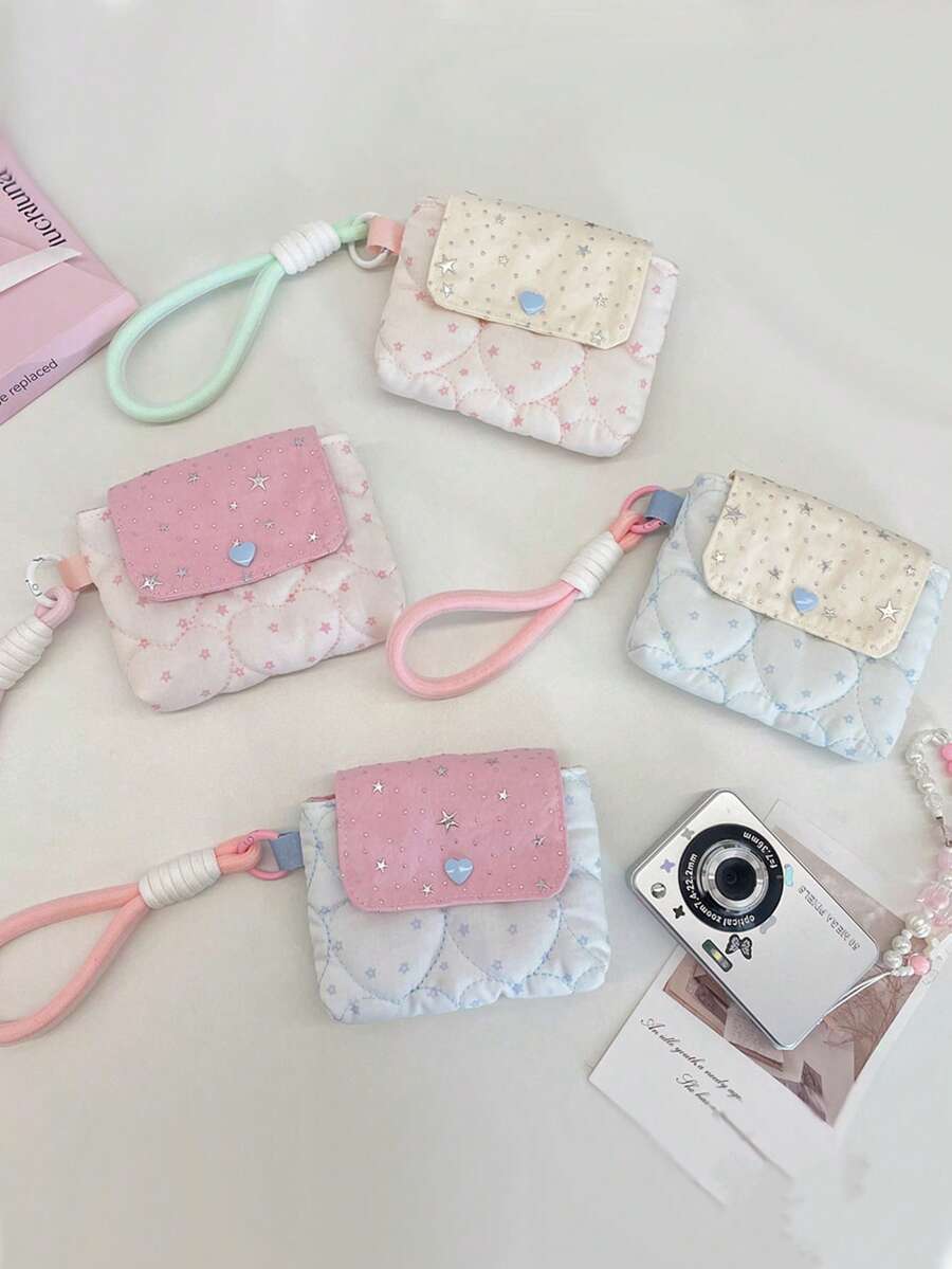 1 buah Tas Pelindung Kamera CCD Bintang Lucu, Tas Penyimpanan Kamera Portabel untuk Perjalanan, Tas Penyimpanan Kamera Berlapis Busa, Tas Genggam Berbentuk Hati, Tas Penyimpanan CCD Gaya , Tas Kosmetik Cantik, Tas Penyimpanan Perlengkapan Perjalanan, Tas Clutch Kecil dengan Gantungan Kunci, Tas Digital Cantik, Tas Penyimpanan Earphone Bluetooth Desain Lipat, Tas Pengorganisasi Barang Serbaguna - MultiWarna - View 1