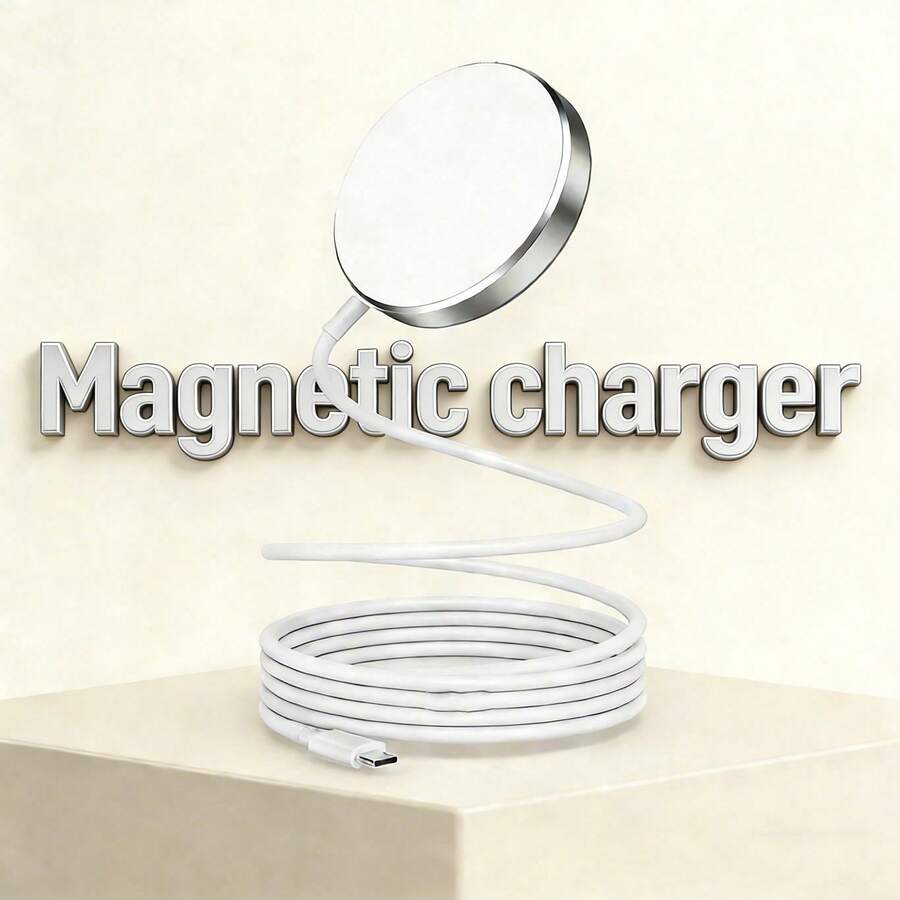 1个15W USB-C磁吸充电器，快速高效充电适配器，兼容 17 Pro Max/17 Pro/17 Air/17/16/15/14/13/12/11/XS/XR/8/7/6系列，磁吸充电线，即插即用 - 白色 - 查看 1