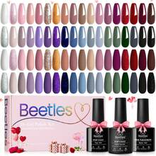 Beetles 39Pcs 36 Colors Gel Nail Polish Set, Neutral Elegance Collection, Burgundy Red Blue Green Brown Gold Glitter Pink Shades, With Base & Top Coat, UV LED Cure Required, Manicure Kit Gifts For Women - 39Pcs 36 Colors Neutral Elegance - 查看 1