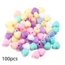 50-100pcs Vibrant Mixed Color Heart & Round Acrylic Beads, Large Hole, Suitable For DIY Jewelry Making Necklaces, Bracelets And Hair Accessories, Craft DIY Beaded Pens, Phone Chains, Keychain Making Decorative Accessories Beads - Multicolor - View 13