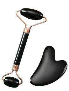 Set de herramientas faciales Gua Sha y Rodillo de Jade, ayuda a reducir la hinchazón y el enrojecimiento, cuidado diario de la piel, regalo de autocuidado unisex - Rosa - Ver 19