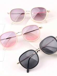 1pc Unisex Round Metal Frame Glasses, Outdoor Travel Street Style Versatile Kids Glasses - 彩色 - 查看 1