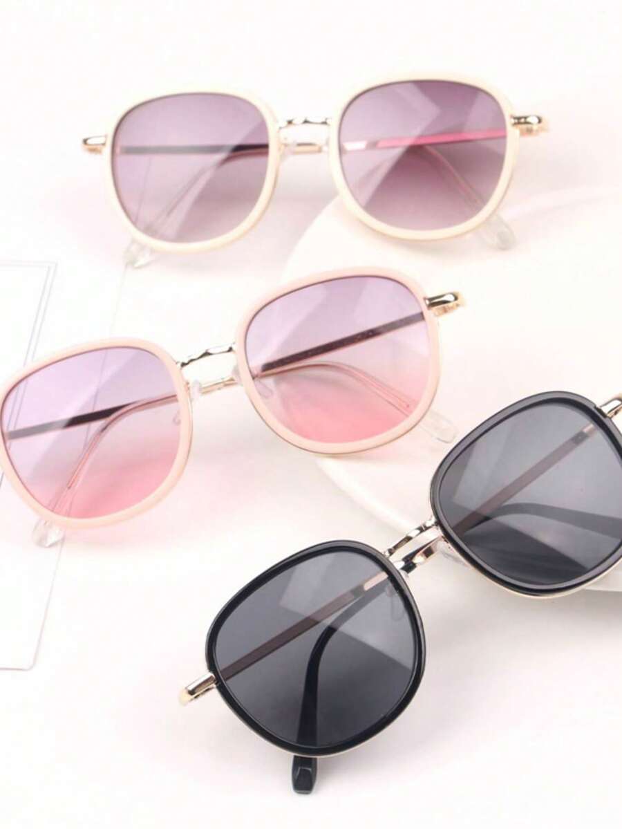 1pc Unisex Round Metal Frame Glasses, Outdoor Travel Street Style Versatile Kids Glasses - 彩色 - 查看 1