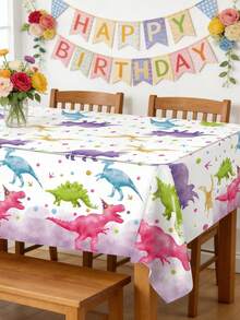 1件粉色恐龙桌布，婴儿派对装饰桌布，女孩生日装饰桌布，性别揭晓派对桌布，新生女宝宝派对桌中心装饰布，欢迎女宝宝派对摄影道具，第一颗牙主题派对用品，室内装饰，家居装饰，户外一次性桌布，粉色恐龙装饰，一周岁生日装饰，女孩生日礼物，派对礼品 - 粉紅色恐龍 - 查看 2