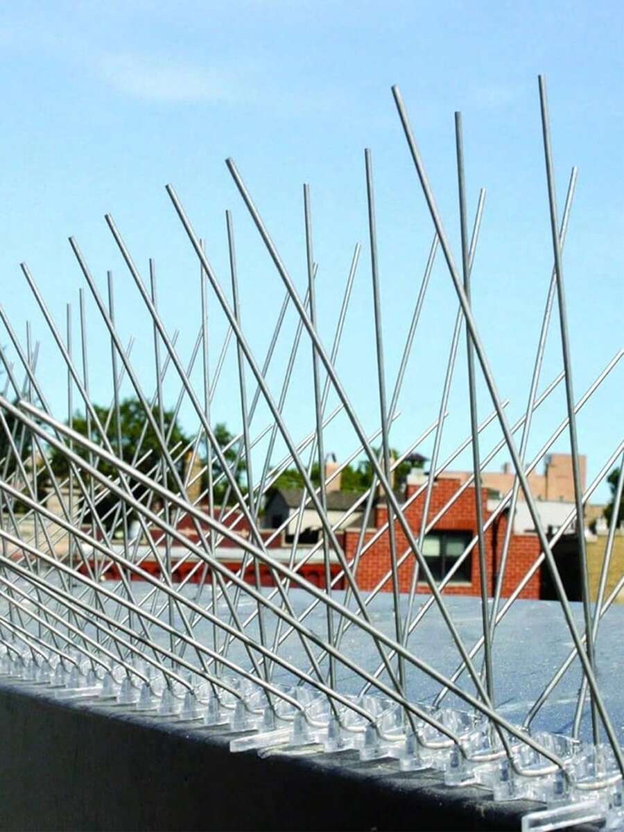 5/10 Pcs Bird Repellent Spikes With Plastic Base Durable Stainless Steel Bird Spike Easy Setup Wide Use Birds Spikes For Garden Fence Wall Windows Roof Mailbox Outside - Bird Deterrent Spikes - View 1