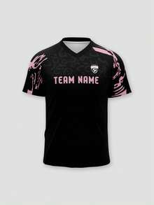 1pc Customized 2026 Season Appearance Football Sports Jersey, Black Printed Color, Suitable For Outdoor Sports, Football Matches, Football Watching - Black - View 4