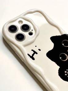 1 chiếc ốp lưng điện thoại TPU mềm màu trắng, viền lượn sóng, họa tiết "Chào chú mèo đen nhỏ" dễ thương, tương thích với Apple 17 Promax, 17Air, 17Pro, 17, 16 Promax, 16 Plus, 16 Pro, 16, 15Promax, 15 Plus, 15Pro, 15, 14Promax, 14Plus, 14 Pro, 14, 13Promax, 13 Pro, 13, 12Promax, 12Pro, 11 Promax, 11 Pro, 11, XSMAX, XR, X/XS, 7Plus, 8Plus/Galaxy S21, S22, S23, S24, S25, S26 - trắng - Xem 2
