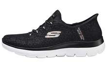 Skechers Hands Free Slip Ins Cushioning Abrasion Resistant Breathable Low Top Running Shoes Women's Black Black - Black - View 1