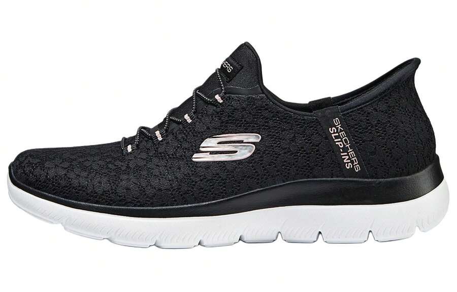 Skechers Hands Free Slip Ins Cushioning Abrasion Resistant Breathable Low Top Running Shoes Women's Black Black - Black - View 1