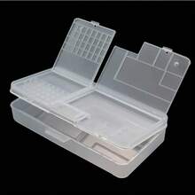 Caja de almacenamiento de plástico rectangular transparente, soporte para tornillos, contenedor organizador, joyería, equipo de decoración de uñas, estuche de herramientas, 1 Uds. - 18,5 x 9,5 x 3,7 cm - Ver 1