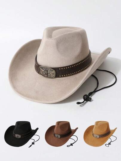 Mũ cao bồi miền Tây bằng da lộn đa năng dành cho nam và nữ, trang trí hình bò tót cổ điển. Thiết kế rộng rãi và có vành mũ điều chỉnh được. Mũ có khả năng chống tia UV và phù hợp sử dụng ngoài trời. Hoàn hảo để đội như mũ đi biển trong các kỳ nghỉ.
