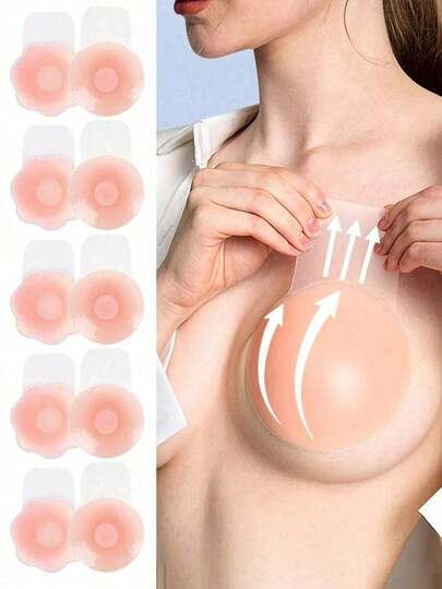 1PC Invisible Push‑Up Sticky Nipple Covers, Waterproof Reusable Bra Pasties For Wedding, Spaghetti Strap & Backless Dresses