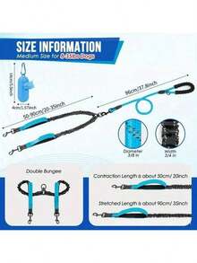 1pc Dual-Ended Elastic Dog Leash With 2 Extra Handles, 360° -Free Swivel, Shock Absorbing Dual Dog Leash To Prevent Dogs From Running Wild, Escaping Or Colliding - Multicolor - View 5