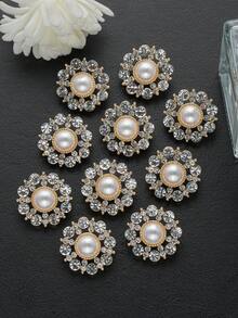 8 pezzi Bottoni in metallo con fiori decorativi in strass e perle finte, bottoni di lusso decorativi per cappotti, blazer e abiti da donna, accessori di abbigliamento fai-da-te, misure 15/18/20/23 mm - Multicolore - Visualizzare 6