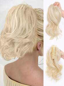 10 Inch Clip-In Short Curly Wavy Synthetic Hair Extension Ponytail, Elegant Style, Suitable For Women's Daily Wear And Party - Multicolor - View 18