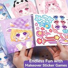 Girls Princess Dress-Up Sticker Book, DIY Expression & Fashion Makeup Sticker Activity Set, Reusable Cartoon Doll Handmade Creative, Suitable As Christmas Birthday Gift For Children - Multicolor - View 4