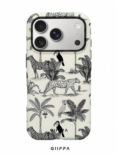 GIIPPA 1 Ốp lưng điện thoại màu be nền họa tiết da báo đen và cây cọ cho iPhone 17 Pro Max, phù hợp với các dòng 16/15/14 Pro Max, ốp lưng điện thoại phong cách Hàn Quốc thời trang và độc đáo, tương thích với các dòng 11/12/13/14/15/16 Pro Max Plus, thiết kế thanh lịch phù hợp cho cả nam và nữ, món quà lý tưởng cho bạn gái vào dịp Giáng sinh, Lễ tình nhân, Lễ Phục sinh, mùa cưới và sinh nhật.