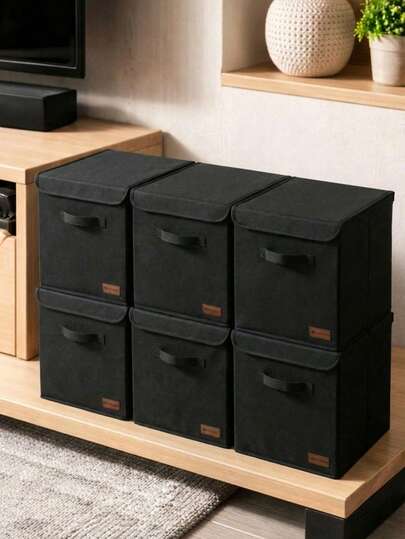 Foldable Storage Box 30x30x30 Cm – Minimalist Fabric Organizer Bin With Handles – Closet, Shelf & Home Storage